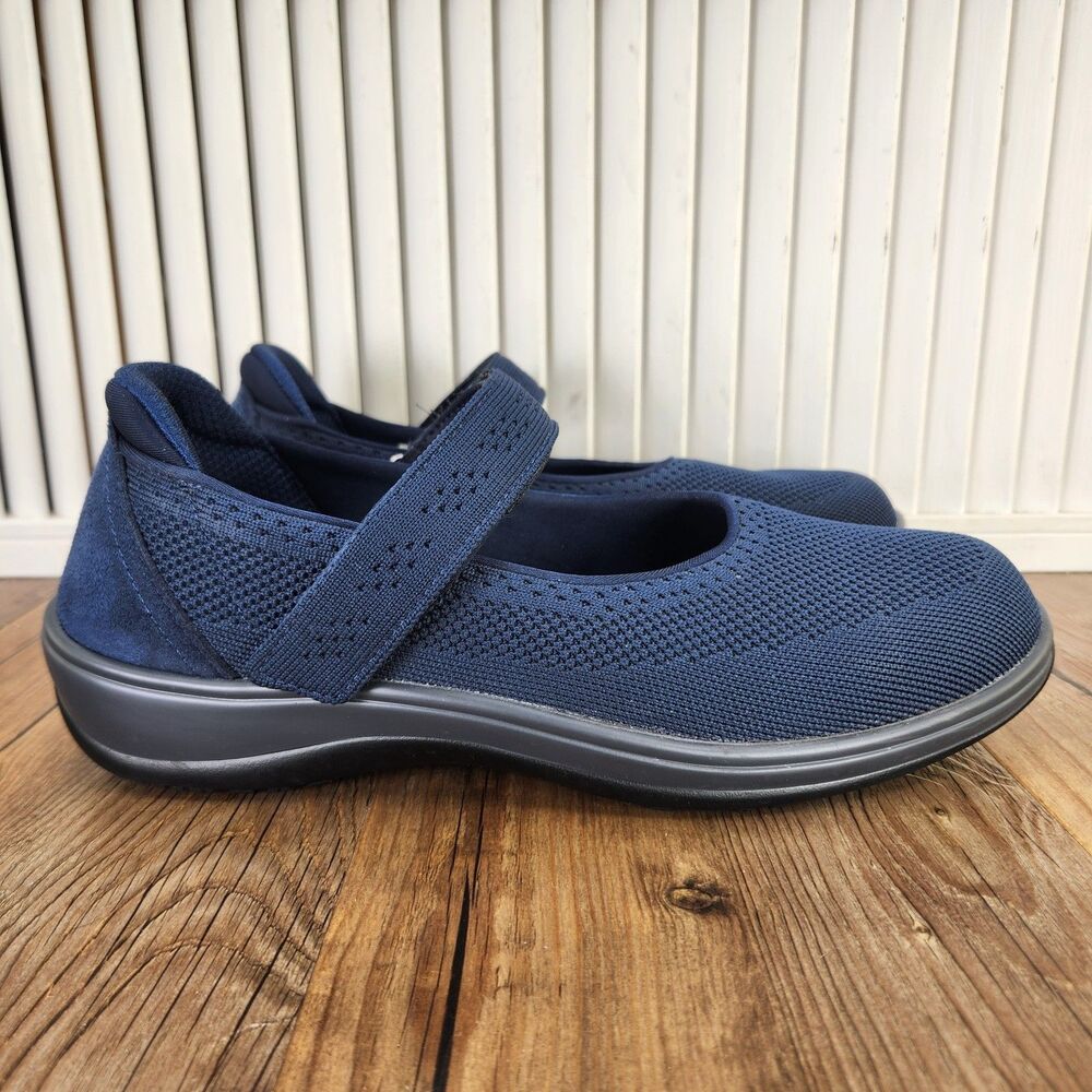 Orthofeet Jessa Orthopedic Mary Jane Shoes Womens Size 11 D Wide Navy Knit 80092